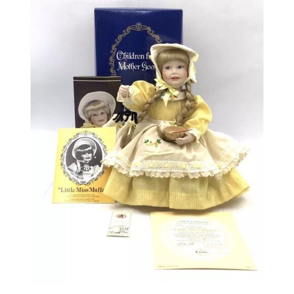 Edwin M. Knowles Little Miss Muffet Porcelain Doll With COA - Picture 1 of 2